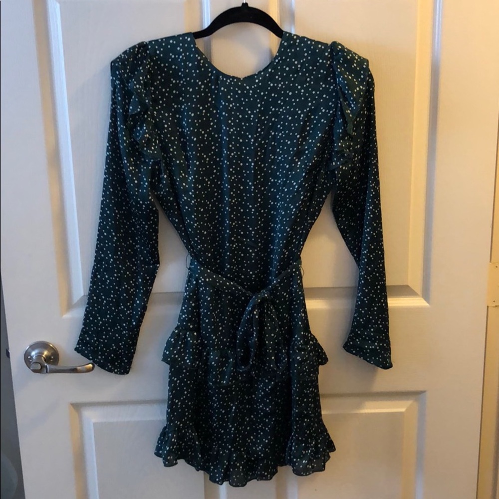 Green/White polka dotted mini dress